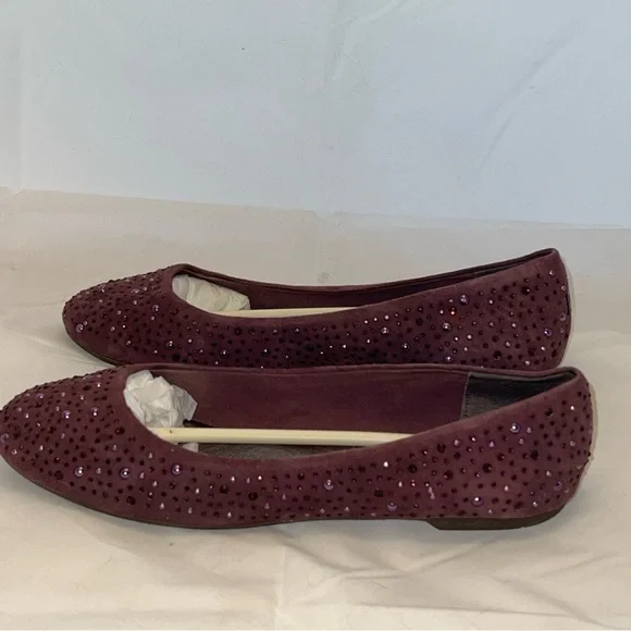 Gently used…Sperry Top Sider EMMA 9M Purple Suede Ballet Flats Shoes SPARKLY! - Picture 2 of 6